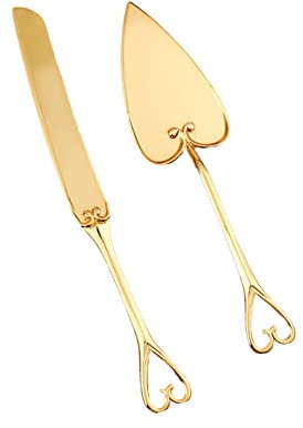 Goldene Kuchen- und Tortenheber, Personalisiertes Gold-Servierset mit Verdicktem Edelstahl und Abgerundeten Kanten, Kuchenschneideset für Hochzeiten, Geburtstagsfeiern, Veranstaltungen,(Gold, Herz)