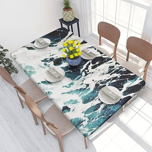 JAYWIS Strand-Schaumstoff-Tischdecke, elastischer Rand, 122 cm, rechteckig, wasserdicht und abwischbar, Tischdecke für elastische Kanten, Tischabdeckung für drinnen und draußen, Terrasse, Picknick,