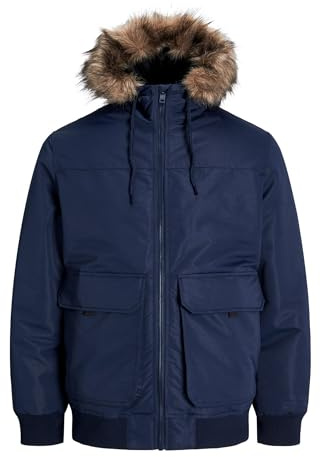 JACK&JONES herr JJCONSTRUCT fuskpäls för bomberjacka, marinblå blazer, L, marinblå blazer, L