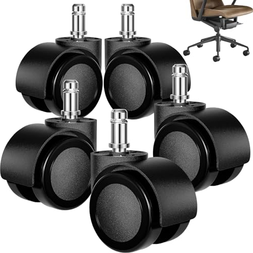 11mm x 22mm Ruote per Sedie da Ufficio Set di 5 Fino a 200kg/440lbs,Ruote Girevoli 360° Rotelle di Ricambio in Gomma,Silenzioso Resistente All'Abrasione Rotelle Sedia Ufficio Pavimento Duro