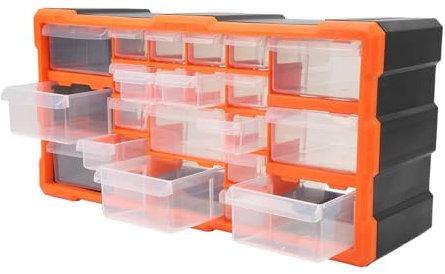 BORDSTRACT 22 Schubladen-Organizer, Kunststoff-Aufbewahrungseinheiten Für Heimwerker-Werkzeug, Werkstatt, Schrauben Und Kleinteile, Schrank, Breite Anwendung, Wandmontage, Durchscheinende Schubladen,