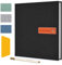 Zusentee Fotoalbum, Groß Leinen Einband Fotoalbum Einkleben und zum Selbstklebende,26 X27cm Photoalbum mit 40 Weißen Seiten/20 Blätter + Metallischen Stift für Hochzeitstag Alben, Schwarz