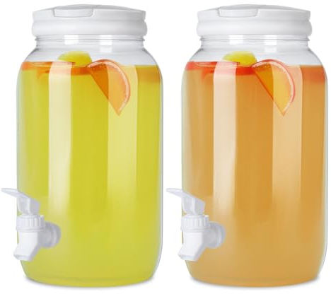 Plastic Drink Dispenser with Tap,2 Pack 3L Cold Water Dispenser with Tap,Handle,Screw-Top Lid Fridge Water Dispenser Cocktails,Infused & Soft Drinks for BBQ's Parties Home