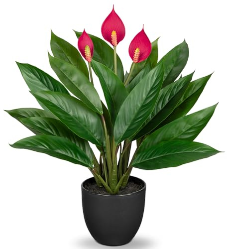 Briful Künstliche Pflanze Wie Echt Kunstpflanze Dekopflanze Calathea Buschig mit 22 Blättern im Kunststofftopf Zimmerpflanze, Höhe 43cm, Grün