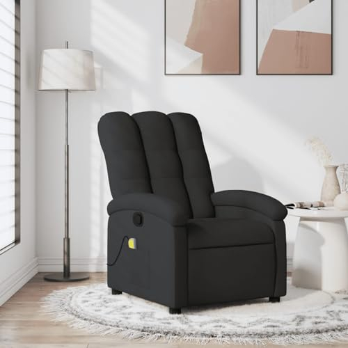 Homgoday Massagesessel Relaxsessel Fernsehsessel Ruhesessel mit Liegefunktion Vibrationsfunktion Liegesessel TV Sessel Verstellbare Rückenlehne, für Wohnzimmer Schwarz Stoff