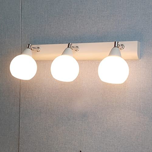 SSNCcNC Spiegelleuchte 3 Flammig Amerikanischen Badezimmer Spiegellampe Wandlampe Glas Lampenschirm 47 CM Metall Badleuchte Schranklampe für Schlafzimmer Badspiegel Lampe E14 Lampenfassung