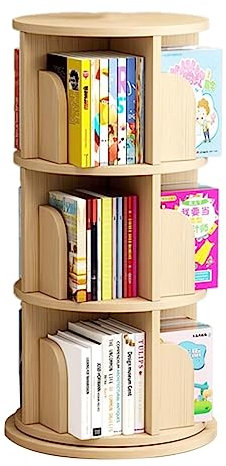 YTGHBIML Bücherturm Freistehend 360 ° drehbares Bücherregal, stehendes Bücherregal aus Holz, großes Fassungsvermögen, einfacher Bücherregal-Organizer, Wohnzimmer-Bücherregal perfekte Darstellung