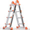 KINGRACK Escalera, escalera de extensión de 4 escalones con marco A, escalera antideslizante multiposición de 14 pies con barra estabilizadora, carga de seguridad de 330 libras, escaleras telescópicas