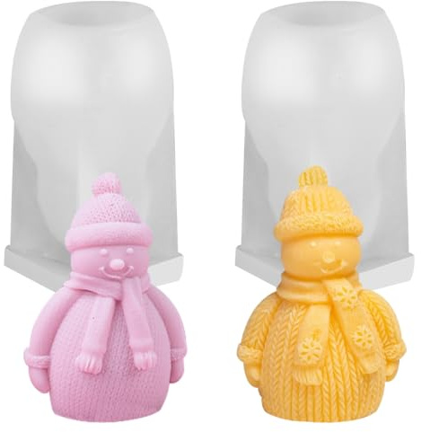 Sprinlot Kerzen Gießform Weihnachten, 2Pcs Kerzen Silikonform Schneemann, Kerzenformen Zum Gießen Silikon, Kerzenformen Schneemann Epoxidharz DIY, Geschenk Weihnachten Geburtstag Familie Freunde