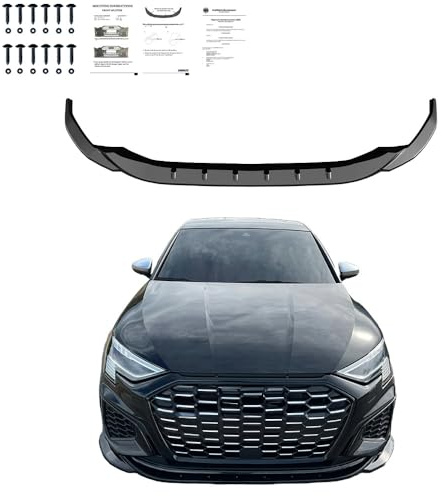 Frontlippe Frontspoiler kompatibel mit AUDI S3 A3 S Line 8Y 2020 bis 2024 v2 mit ABE TÜV Schwarz Glänzend