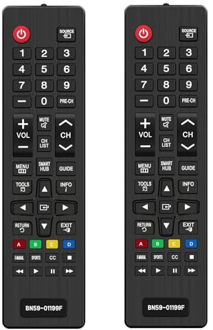 2 Pezzi Telecomando Universale per Samsung TV, Telecomando TV Universale per TV BN59-01199F, Sostitutivo Telecomando Compatibile con Samsung Smart TV 3D 4K LED LCD HDTV