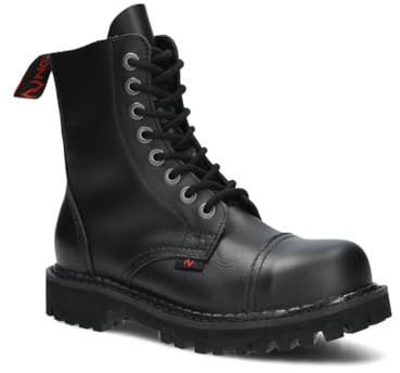 nagaba - Chaussures à embout d’acier - Bottes de combat Masculin 8H - Chaussures en cuir - Unisexe, 8 trous - Noir - 45