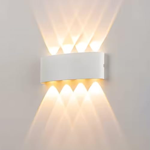 Voltix Applique da Parete LED per Interni ed Esterni, 8W Luce Calda 3000K, Lampada da Muro Impermeabile, Design Moderno in Alluminio, Ideale per Casa, Balcone e Giardino (Luce Calda 3000K, Bianco)