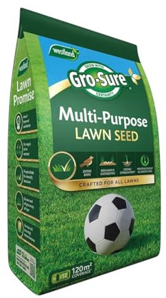 Gro Sure Multi Purpose Lawn Seed – Fast-Growing, Durable Grass Seed for Healthy Lawns – Ideal for General Lawn Care, Repair, Over-Seeding, and Bare Patch Coverage (120m2)