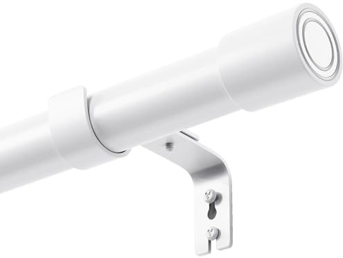 Tringle a Rideaux Réglable Barre Rideau Tringle à Rideaux Décorative Moderne Et Élégante Pour Salon Salle De Bain Chambre à Coucher Blanc 84-143Cm