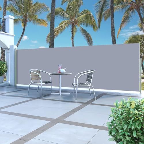 Snsowed Tenda da Sole Laterale Retrattile 160 x 500 cm Grigia,Tenda da Sole Laterale,Anti UV Antivento Protezione Privacy per Balcone/Giardino-45464