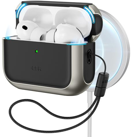 ESR Hülle für AirPods Pro 3, MagSafe-kompatibel, Vollschutz, Titan | Schutzhülle mit Handschlaufe, kompatibel mit AirPods Pro 3. Gen. (2025), Orbit Hybrid Serie