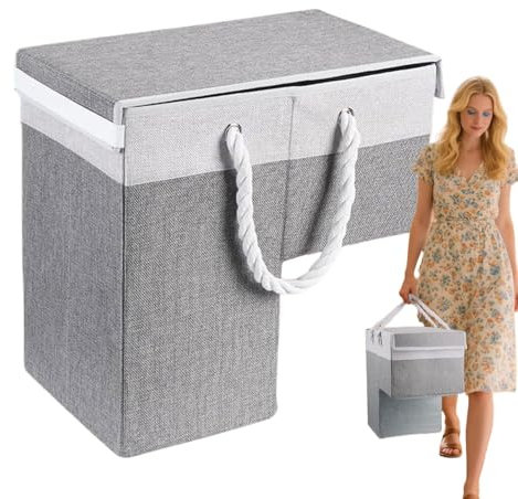 Panier d'escalier pliable – Bac de rangement peu encombrant pour l'organisation des jouets et du linge, idéal pour l'entrée, le placard, la chambre à coucher et le salon, gris