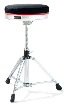 Dixon PSN-903 Tabouret de Batterie Rond - Siège en Maille avec Mousse à mémoire de Forme - Hauteur réglable de 45 à 63 cm - Pieds à Double Barre - Rouge - Trône de Batterie pour Batteur et Percussion