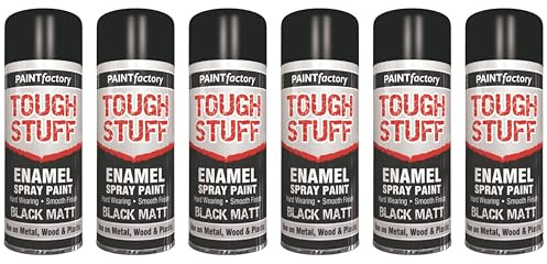 6 x 400ml Black Matt Paint for Spray Chair Garden Furniture Wood Kitchen Bin Chair Boards Canvas Wardrode Cabinet Cupboard