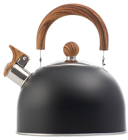 Bollitore per tè con fischio da 2, 5 litri per piano cottura, teiera in acciaio inossidabile per uso alimentare con manico pieghevole, teiera con fischio forte per tè, caffè, latte -