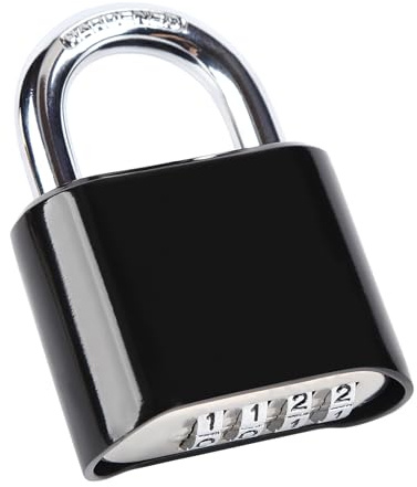 4-Stelliges Heavy-Duty Vorhängeschloss, Wiederprogrammierbares Kombinationsschloss für Außenbereich, Schließfach, Garage, Tor & Garten(Schwarz)