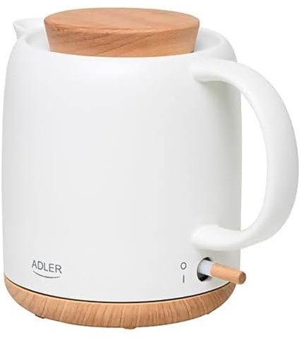 Bouilloire électrique Adler AD 1304 - en céramique, Capacité 1,0 L, 1200W - Protection automatique contre l'ébullition sans eau