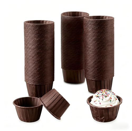 150 Pcs Cupcake Cases for Baking, Paper Muffin Cases for Bakings, Cupcake Case for Baking Cups, Greaseproof Paper Cupcake Liners for Christmas Birthday Wedding Party(Coffee Color)