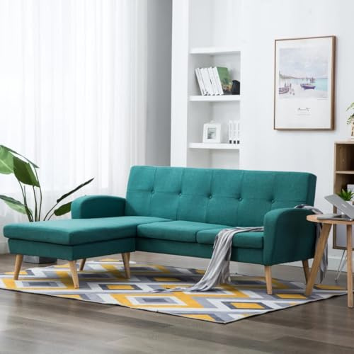 GeenYuu L-förmiges Sofa, Stoffbezug, 186x136x79 cm, Grün, modulares Ecksofa für Wohnzimmer, vielseitige Couch mit Chaiselongue, Bequeme Sitzgelegenheit