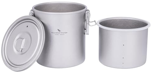 Boundless Voyage Titan Reiskocher Camping Kochtopf Ultraleicht Camping Kochgeschirr Set für Küche, Wandern, Picknick, Reisen Ti-2093 (Ti-2093-Silber)