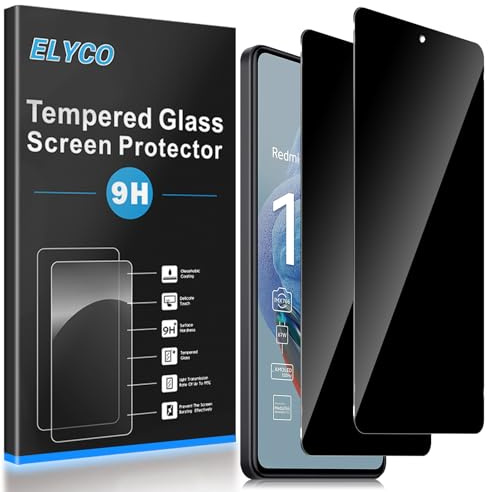 ELYCO Cristal Templado Antiespia para Redmi Note 12 Pro/Note 12 Pro Plus 5G | 2 Piezas Protectora de Pantalla Privacidad, 9H Dureza Cristal Templado, Anti-Rasguños, Sin Burbujas