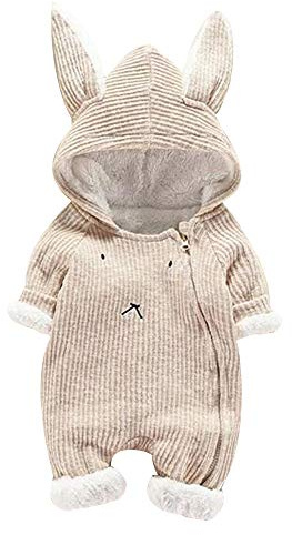 Grenouillère Bébé Garçon Hiver Chaud Combinaison 0-24 Mois Vêtements Bébé Fille Naissance Body Unisexe Barboteuse Costume (0-6 mois, Kaki)