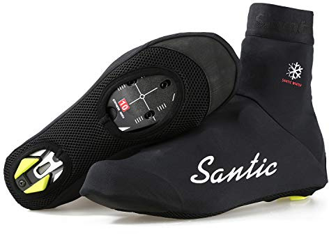 Santic cykling överskor termisk cykling skor skydd cykling damasker med fleece inuti med dragkedja svart Black-no fleece S ( EU shoe size:39-40 )