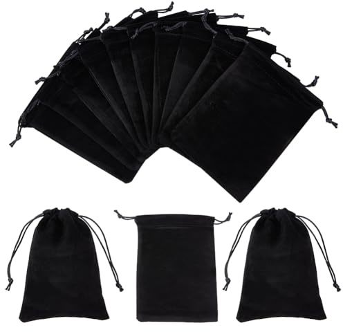 nbeads 10 Stück schwarz Kordelzug Samttaschen, Schmuck Beutel Süßigkeiten Taschen Geschenktüten Für Weihnachten Hochzeit Gunsten Süssigkeit Geschenkverpackungen, 17.5x12cm