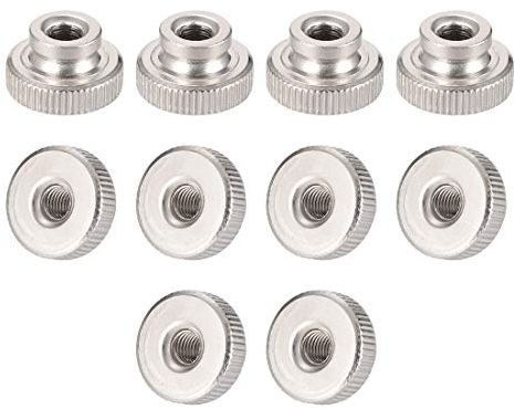 sourcing map 10 Stk. Nuss M5 Gerändelt Daumen Rund Knopf mit Kragen Vernickelt Beschichtung