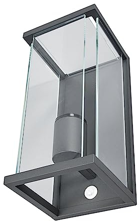 Outdoor Wall Light 'Annalea' with Motion Detector (Modern) in Black Made of Aluminium (1 Light Source, E27) from Lucande | Wall lamp for Exterior/Interior Walls, House, Terrace und Balcony