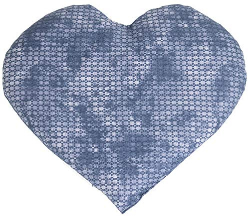 Cuscino bio a forma di cuore con con semi di farro bio, ca. 30x25cm - used-look grau-blu - Cuore - Un regalo affascinante