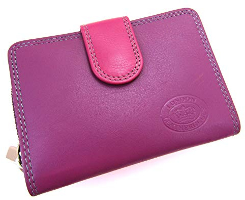 E L Damen-Geldbörse aus Leder, Ziehharmonika-Stil, Kartenhalter, sunset, 11cm 4.33Wide , 8cm 3.14 High , 5cm 1.9, Kartenhalter