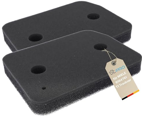 DL-pro 2x Filter passend für Miele T1 9164761 Trockner I Fein + Grob I 2-lagig 207x155x30mm Sockelfilter an Wärmetauscher Wäschetrockner Schwammfilter Fusselfilter Schaumstoff Schaumfilter