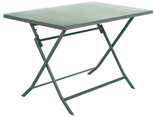 HESPERIDE - Table de Jardin Pliante Rectangle Greensboro 4 Places Vert Olive - Acier Antirouille Renforcé - Mobilier pour Jardin, Balcon, Terrasse