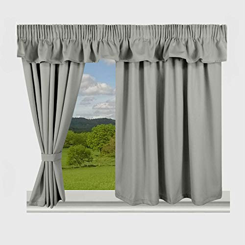 Trend Curtains Blackout Thermal Door Curtain for Caravan with 3 Pencil Pleat – Fully Lined Plain Grey Panel (66 Width x 78 Drop, Single Curtain)