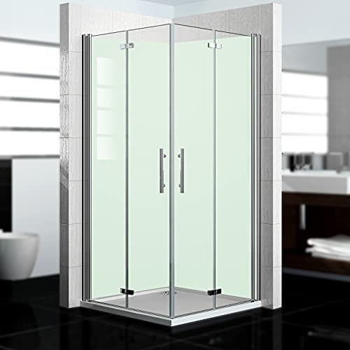 dedeco Eck-Duschrückwand wasserfest Motiv: Mint V1, 2 x 90x200 cm, Badrückwand, Fliesenersatz fugenlos Wandverkleidung Duschplatte Duschrückwände aus Aluminium, Made in Germany