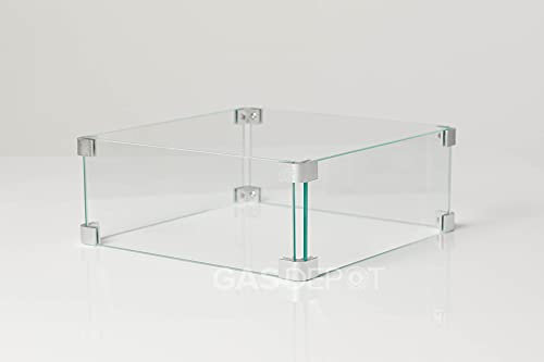 REALGLOW Wind Guard Glass Shield 350mm x 350mm for Fire Pits