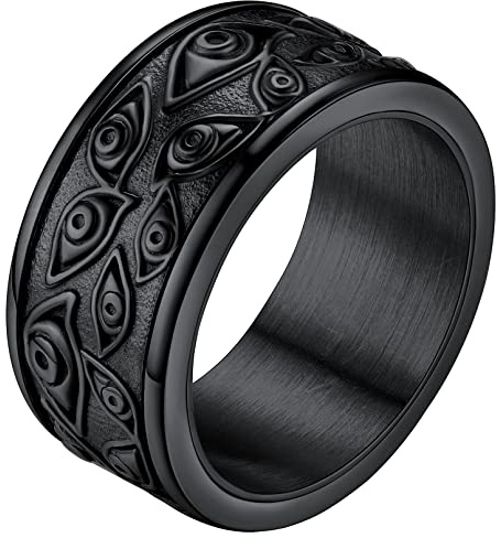 FaithHeart Personalisierter Herren Jungen Gottes Auge Spinnerring Horus Auge Fingerring Evil Eye Ring mit Geschenkebox für Geburtstag Weihnachten Halloween
