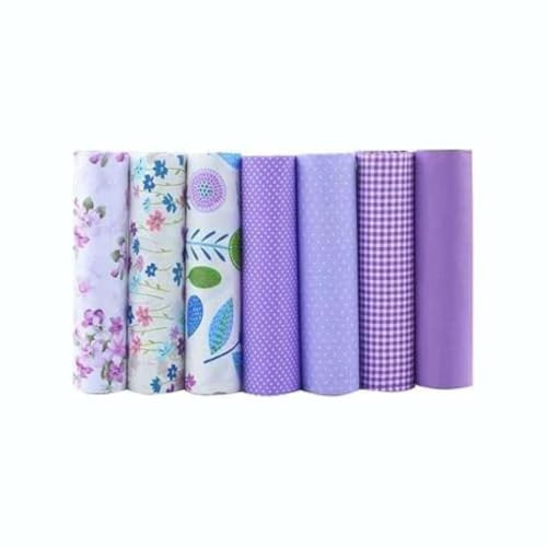 CraftsFabrics Patchwork Stoffe Paket – 7 Stück 40×50 cm – 100% Baumwolle Stoffe – Fat Quarter Stoffpaket Lila – Baumwollstoff für Nähen, Quilten, Patchwork, Basteln, DIY Projekte, Dekoration