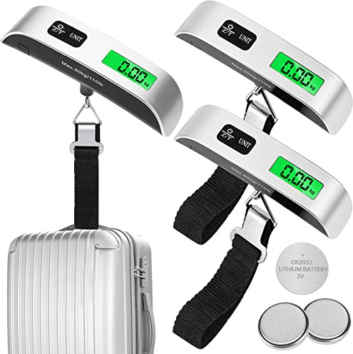Digital Luggage Scale,3 Pack Luggage Weight Scale,110LB Handheld Digital Hanging Scales,Baggage Scale with Backlit LCD Display,Portable Suitcase Weight Scale with Hook for Travelers,Battery Included