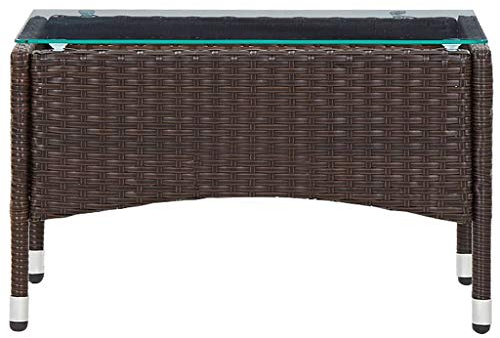 Gecheer Couchtisch Gartentisch Tisch Beistelltisch 60 x 40 x 36 cm (L x B x H) aus wetterfestem Rattan ist pflegeleicht,Balkontisch Loungetisch,Witterungsbeständig,Leicht zu reinigen,Braun