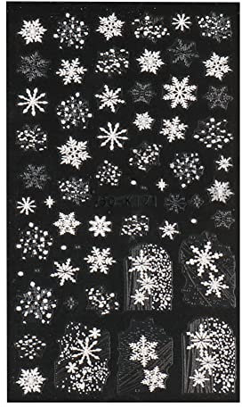 ISAKEN 5D Nagelsticker, Weiße Schneeflocke Nail Art Sticker Winter Schneeflocke Nail Art Dekoration Sticker agelfolie Transfer Aufkleber Klebstoff Nagelaufkleber Zubehör DIY Nageldesign