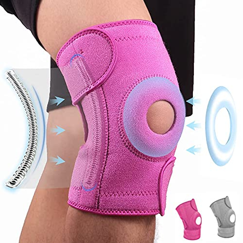 Kniebandage für Damen, verstellbare Kompressionsmanschetten mit Patellapolstern und Seitenstabilisatoren, gezielt für Bandschäden/Arthritislinderung/Meniskusriss/Laufen/Gehen, XS-M (11 bis 15)