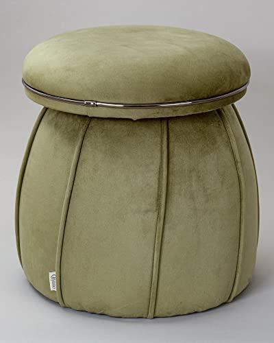 Qiyano Pouf Sitzhocker aus weichem Samtstoff in Grün Kegelform Pilzform für Wohnzimmer, Schlafzimmer, Kinderzimmer, Kunstlederverzierung in Grafit, Höhe ca. 55 cm, Farbe: Grün